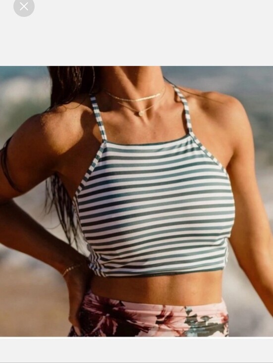 Albion Other - NWT Albion Striped Halter Crop Top - Green & White
